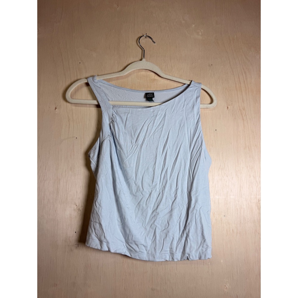 Wild Fable Tank Top Women Large Light‎ Blue New Asymmetrical Ruched Sleeveless
